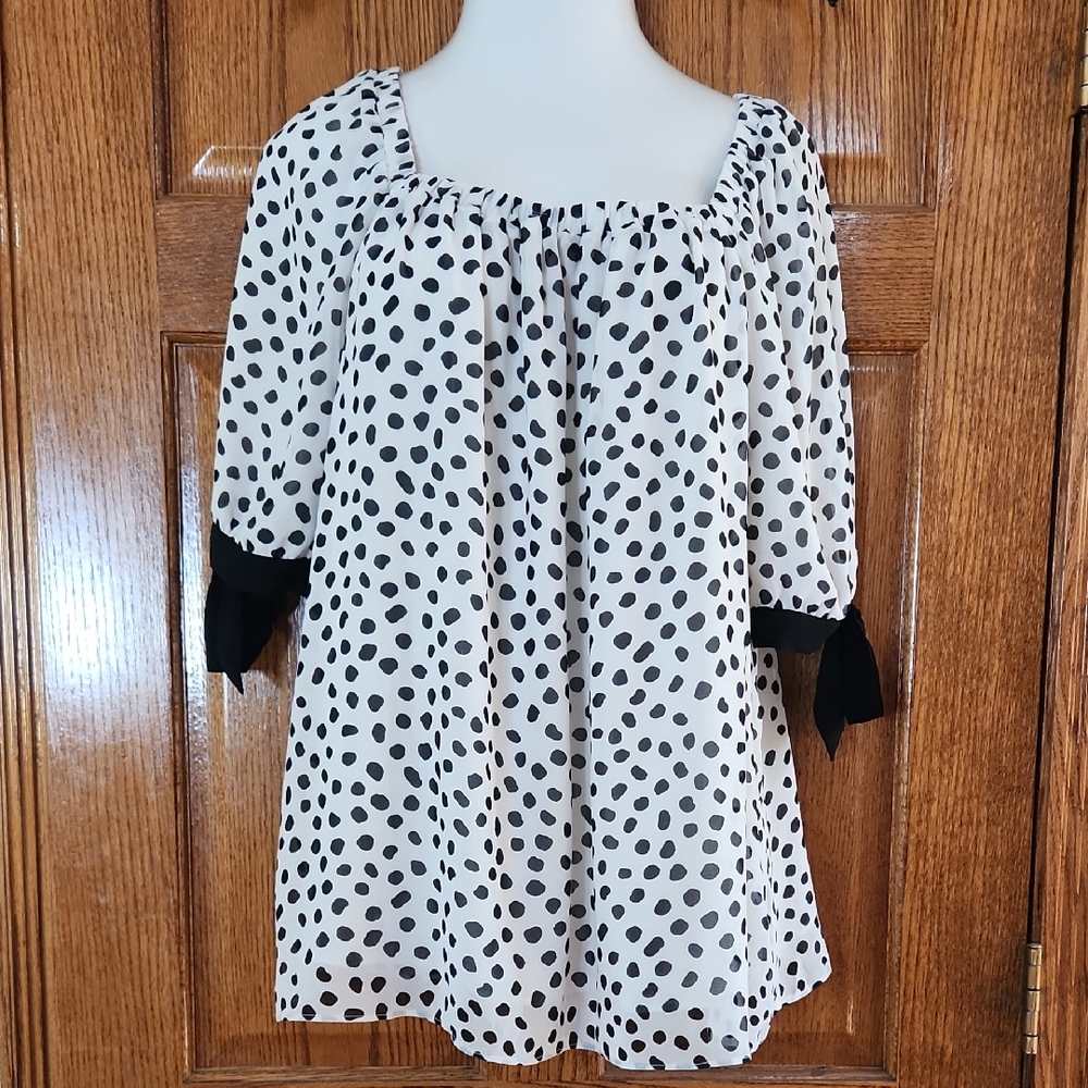 Cato Black and White Polka Dot Blouse
